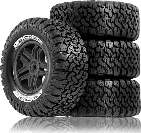 عجلات بلاستيكية لشاحنة ذات مسار قصير 1/10 RC 12 مم سداسية وإطارات OD 4.41 بوصة 5-Spok إطارات للطرق الوعرة لشاحنة بمقياس 1:10 سيارة TRAXXAS Slash 4X4 2WD ARRMA SENTON 3S Losi Redcat Rc4wd 4 قطع (أسود) in Saudi Arabia
