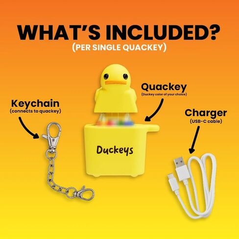 Duckeys Quacking Fidget Toy with Lights (Yellow), Hilarious Quacking Sound, USB-C Rechargeable, Keychain Portable in Saudi Arabia