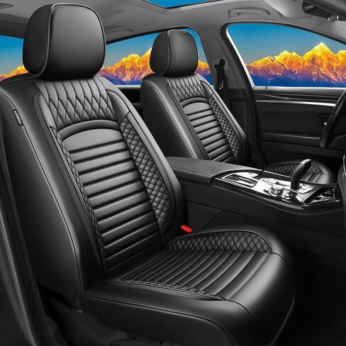 أغطية مقاعد السيارة Fit Canyon لـ GMC Canyon 2015-2024 2025 - جلد ممتاز مقاوم للماء وجيد التهوية، متوافق مع الوسادة الهوائية، واقي وسادة المقعد في جميع الأحوال الجوية (مجموعة كاملة، أسود) in Kuwait