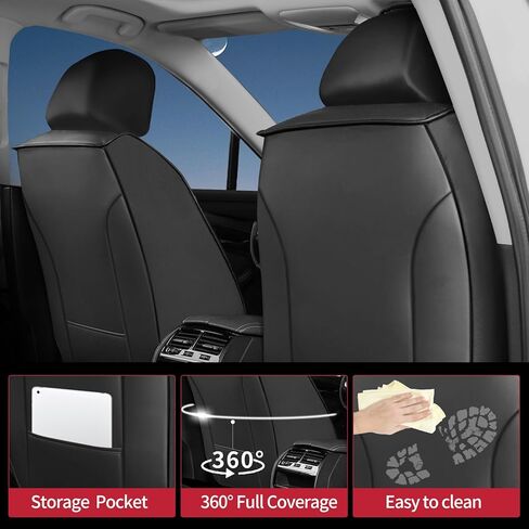 أغطية مقاعد السيارة Fit Canyon لـ GMC Canyon 2015-2024 2025 - جلد ممتاز مقاوم للماء وجيد التهوية، متوافق مع الوسادة الهوائية، واقي وسادة المقعد في جميع الأحوال الجوية (مجموعة كاملة، أسود) in Kuwait
