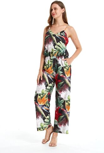 Matchable Couple Hawaiian Luau Shirt or V-Neck Jumpsuit with Pockets in Tropical Twilight in Saudi Arabia