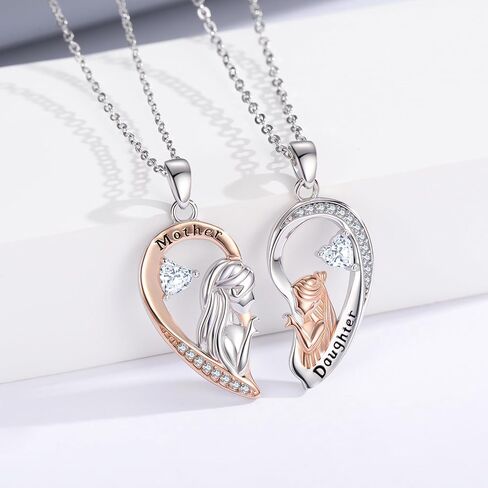 TUGHRA Mother and Daughter Necklaces Set 925 Sterling Silver Mom Daughter Pendant Necklace for 2 Dainty Matching Jewelry Gifts for Christmas Day Mothers Day Birthday in Saudi Arabia