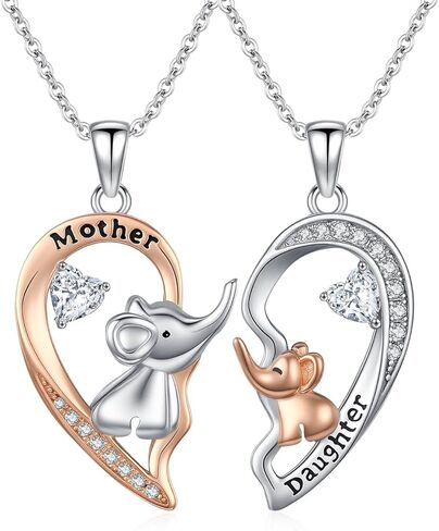 TUGHRA Mother and Daughter Necklaces Set 925 Sterling Silver Mom Daughter Pendant Necklace for 2 Dainty Matching Jewelry Gifts for Christmas Day Mothers Day Birthday in Saudi Arabia