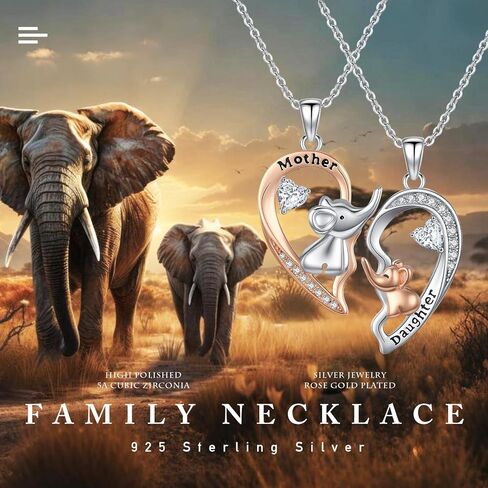 TUGHRA Mother and Daughter Necklaces Set 925 Sterling Silver Mom Daughter Pendant Necklace for 2 Dainty Matching Jewelry Gifts for Christmas Day Mothers Day Birthday in Saudi Arabia