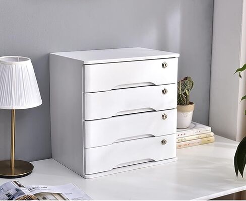 Solid Wood Storage Box - File Cabinet A4 Flat File Cabinet with Lock, Desktop Drawer Storage Cabinet, Wooden Storage Box, Desk Organizers with Lock (3 Layer) in Saudi Arabia