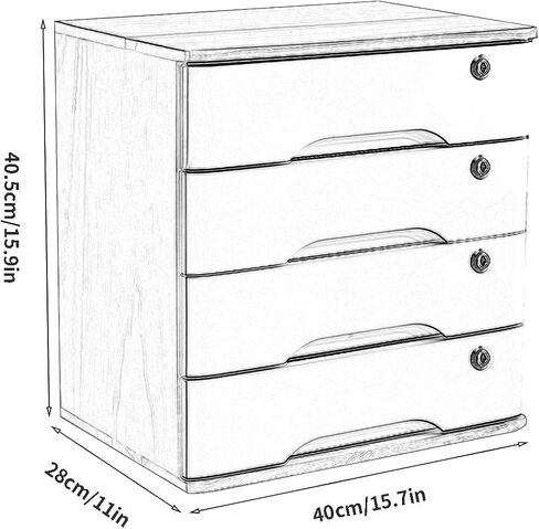 Solid Wood Storage Box - File Cabinet A4 Flat File Cabinet with Lock, Desktop Drawer Storage Cabinet, Wooden Storage Box, Desk Organizers with Lock (3 Layer) in Saudi Arabia