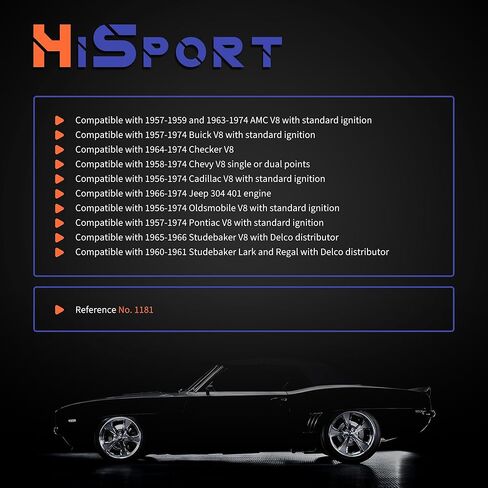 مجموعة تحويل الإشعال الإلكتروني HiSport 1181 Ignitor - متوافقة مع AMC Buick Checker Chevy Cadillac Jeep Oldsmobile Pontiac Studebaker 1956-1974 in Saudi Arabia