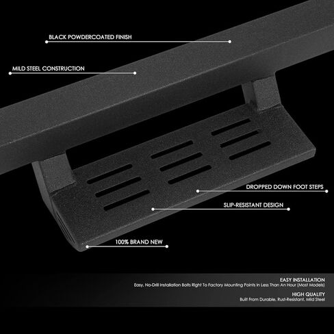 DNA MOTORING 6 Inch Wide Flat Running Boards Side Step Bars Compatible with 19-25 Silverado Sierra 1500/20-25 Silverado Sierra 2500 3500 Crew Cab, STEPB-A-0012 in Saudi Arabia