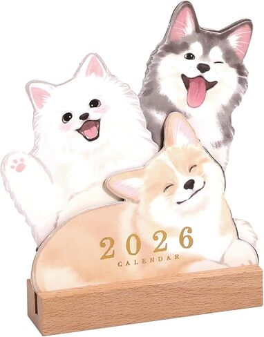 2026 تقويم مكتب صغير إبداعي لطيف على شكل حيوانات أليفة ديكور سطح المكتب تقويم شهري فريد 6.5 بوصة × 5.5 بوصة - الكلاب in Kuwait