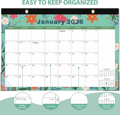 2026 Desk Calendar, Monthly Desktop/Wall Calendars, Jan 2026 - Jun 2027, Large Size 17"x12" Table Calendar for Desk Accessories and Home, School, Office Supplies in Kuwait