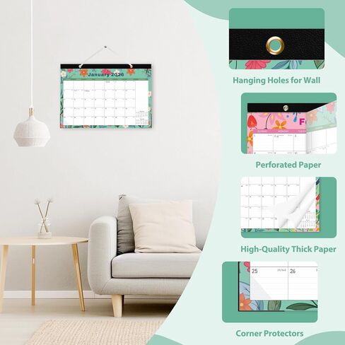 2026 Desk Calendar, Monthly Desktop/Wall Calendars, Jan 2026 - Jun 2027, Large Size 17"x12" Table Calendar for Desk Accessories and Home, School, Office Supplies in Kuwait