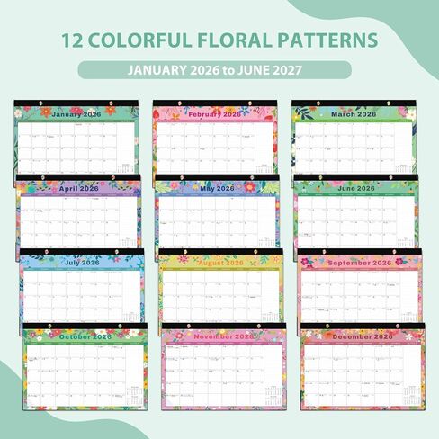 2026 Desk Calendar, Monthly Desktop/Wall Calendars, Jan 2026 - Jun 2027, Large Size 17"x12" Table Calendar for Desk Accessories and Home, School, Office Supplies in Kuwait