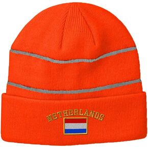 Speedy Pros Reflective Beanie for Men & Women Netherlands Flag Embroidery Acrylic 1 Size
