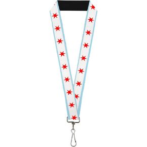 Buckle-Down Lanyard-1.0"-Chicago Flag