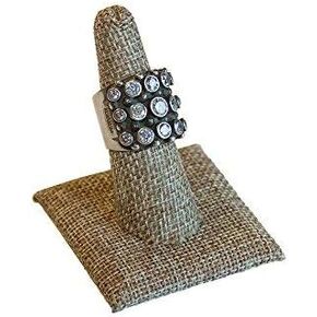 N'ice Packaging 5-Pack Burlap Fabric, Single Finger (2"x2"x2.25"H) Showcase Finger Ring Display Multi-Ring Jewelry Stand