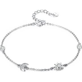 WOSTU Silver Adjustable Bracelets 925 Sterling Silver Link Bracelets for Women Anniversary Birthday Christmas Jewelry for Women