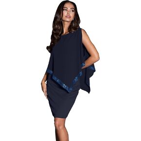 KOH KOH Women's Dressy Cocktail Cape Classy Modest Bridesmaid Mini Midi Dress