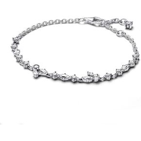 Pandora Sparkling Herbarium Cluster Chain Bracelet - Cubic Zirconia & Sterling Silver Bracelet for Women - Gift for Her - With Gift Box