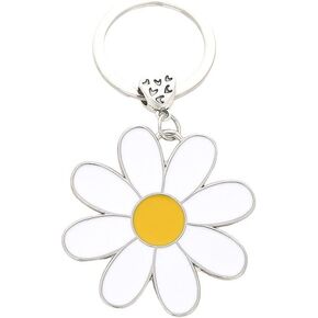 Fuqimanman2020 Cute Daisy Keychain Bag Charm Enameled Flower Charms Keyring Floral Charms for Keys Purses Flower Lovers