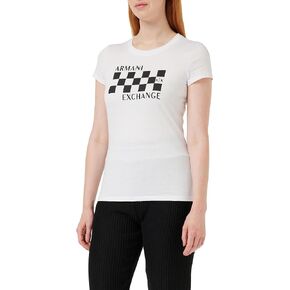 A｜X ARMANI EXCHANGE Women's Cotton Jersey Crew Neck Racing Fitted Tee in Saudi Arabia