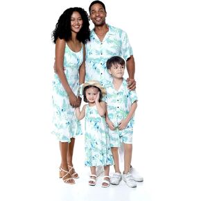Matchable Family Hawaiian Luau Men Women Girl Boy Clothes in Orchid Breeze White