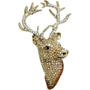 TTjewelry Fashion Animal Stag Deer Brooch Pin Austrian Crystal