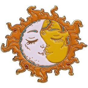 Yin Yang Sun Enamel Brooch Sun moon Day night Lapel Pin Sun Brooch Pin Collar Badge Cartoon Daily Life Decor Enamel Brooch Pin in Kuwait