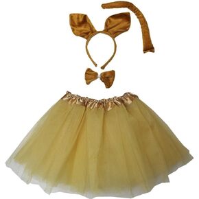 Kirei Sui Kids Animal Gold Kangaroo Ears Headband Bowtie Tail & Tutu Costume