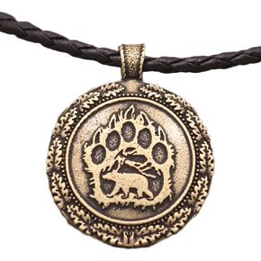 Caiyao Viking Polar Bear Necklaces Animals Pawprint Big Round Disc Pendant Bear Claw Footprint Butterfly Moth Insect Neclaces for Men Women Hunter Brave Jewelry
