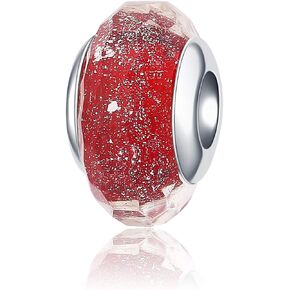 Starry Night Murano Glass Charms 925 Sterling Silver Core Silver Foil Glass Bead for European Bracelet