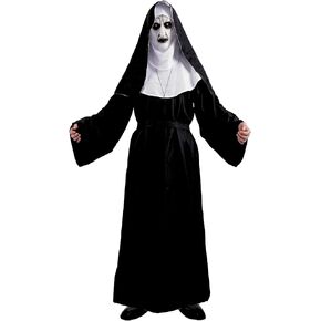 Nun Costume for Women Deluxe Scary Plus Size Halloween Costumes Outfit for Party Unisex Men Priest Cosplay Suit Black