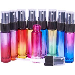 BENECREAT 9 Packs 10ml Rainbow Color Glass Spray Bottle Refillable Fine Mist Spray Bottle for Perfume Essential Oil