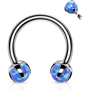 16 Gauge Claw Set Opal Internally Threaded 316L Surgical Steel Horseshoes for Cartilage, Daith, Eyebrow, Septum and More (Choose Color)