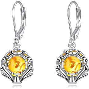 Gemstone Leverback Earrings Sterling Silver Dangle Drop Filigree Earrings for Women Girls