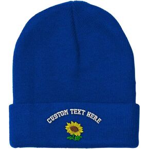 Speedy Pros Beanies for Men Plants Fringe Sunflower Embroidery Winter Hats for Women Acrylic Skull Cap 1 Size