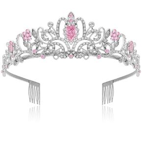 FORENEE Silver Crown Rhinestone Tiaras for Women Crystal Birthday Crown with Combs Queen Crown for Women Princess Tiaras for Halloween Wedding Christmas