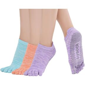 Yoga Socks for Women with Grips, Non-Slip Full Toe Socks for Pilates Barre Dance Ballet Fitness (2-3 Pairs)