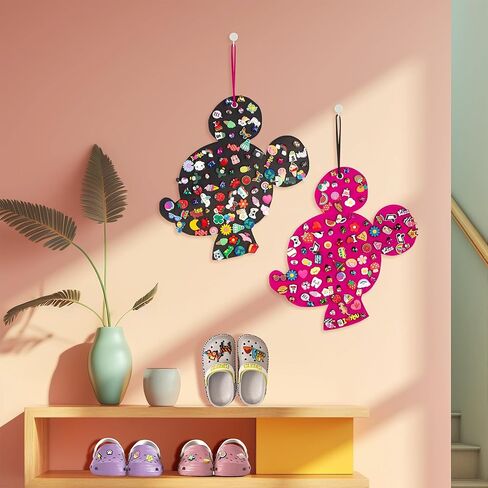 باكماكسي قطعتان من منظم حلي الاحذية، حامل عرض معلق لحلي كروك، منظم حلي زينة للاحذية يثبت على الحائط، حامل عرض محمول لحلي الاحذية in Kuwait