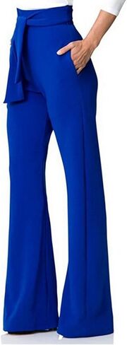 OPOIPIN Women's High Waisted Tie Front Business Office Work Wide Leg Long Pants with Pockets in Saudi Arabia
