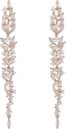 SWEETV Wedding Bridal Earrings for Brides Bridesmaids, Cubic Zirconia Rhinestone Dangling Prom Earrings for Women, Formal Party in Saudi Arabia