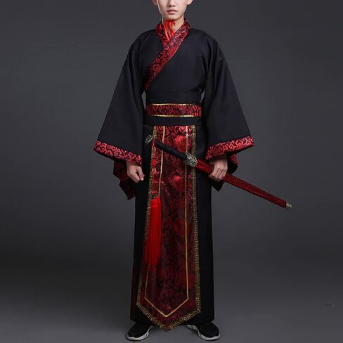 Chinese Hanfu Costume Ancient Qin Han Dynasty Traditional Scholar Long Robe Swordsman Cosplay Outfit in Saudi Arabia