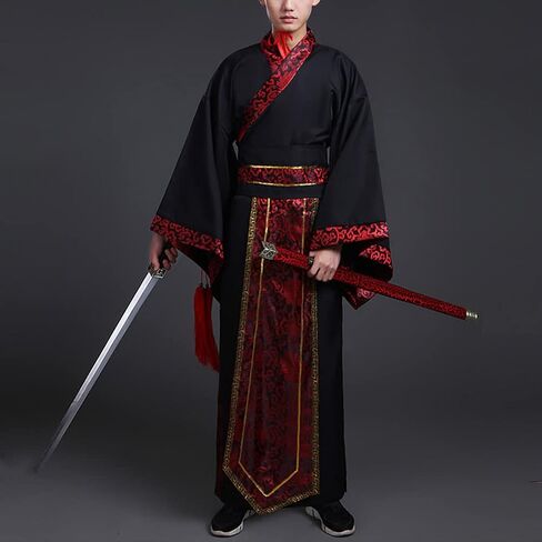 Chinese Hanfu Costume Ancient Qin Han Dynasty Traditional Scholar Long Robe Swordsman Cosplay Outfit in Saudi Arabia