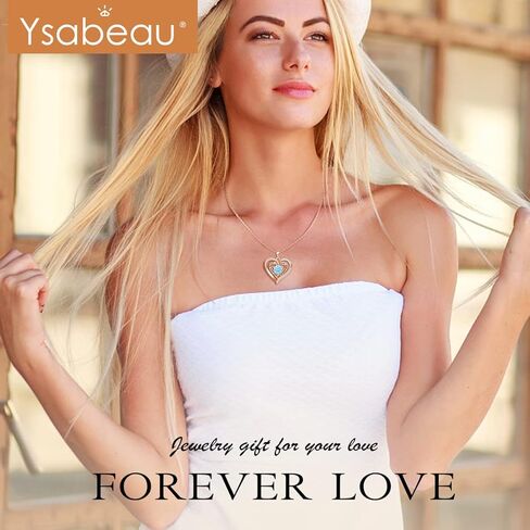 Ysabeau Jewelry for Women Birthstone Necklace Rose Gold Plated 925 Sterling Silver Necklace for Women, Heart Pendant Necklaces Gift for Her Wife Mom Birthday Anniversary Mother's Day Valentine's Day in Kuwait