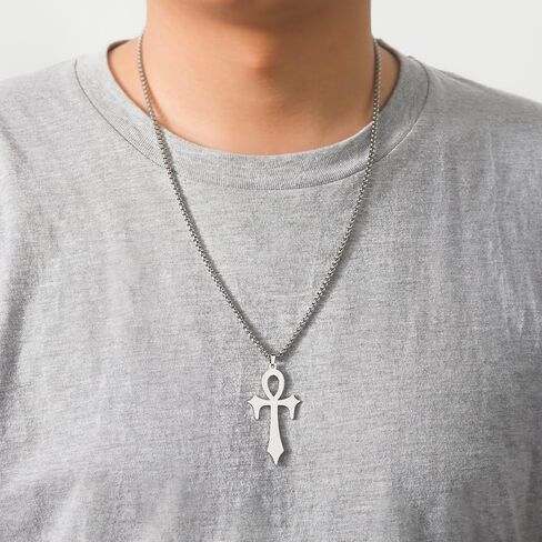 VASSAGO Ankh الصليب قلادة للرجال النساء الفولاذ المقاوم للصدأ قلادة الدينية القبطية قلادة لذيذ الصليب الإيمان قلادة قلادة الرموز الهيروغليفية in Kuwait