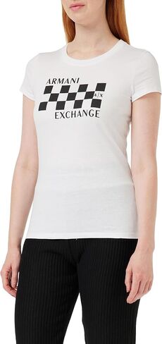 A｜X ARMANI EXCHANGE Women's Cotton Jersey Crew Neck Racing Fitted Tee in Saudi Arabia