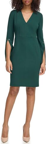Tommy Hilfiger Women's Solid Scuba Crepe Split Sleeve Dress in Saudi Arabia