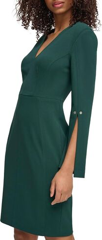 Tommy Hilfiger Women's Solid Scuba Crepe Split Sleeve Dress in Saudi Arabia