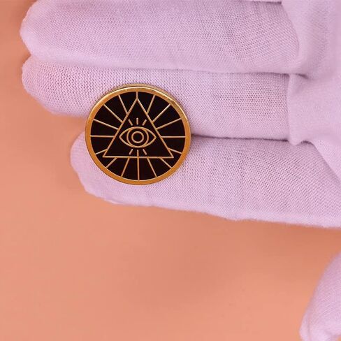 دبوس مطلي بالمينا بتصميم عين بروفيدنس المتنورين الماسوني الماسوني من اول سيينج 1 انش، طول 1 انش، معدن ومعدن, معدن, معدن in Kuwait