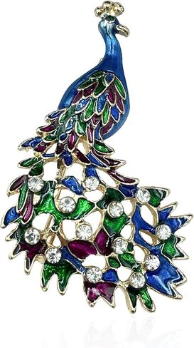 Just Follow Fashion Exquisite Exaggerated Large Peacock brooches pin for women Phoenix Brooch Pins Color Rhinestone Crystal Bird Animal Brooches Lapel Pins Wedding Christmas Birthday Jewelry Gift in Saudi Arabia