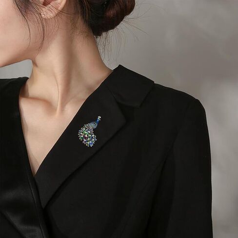 Just Follow Fashion Exquisite Exaggerated Large Peacock brooches pin for women Phoenix Brooch Pins Color Rhinestone Crystal Bird Animal Brooches Lapel Pins Wedding Christmas Birthday Jewelry Gift in Saudi Arabia